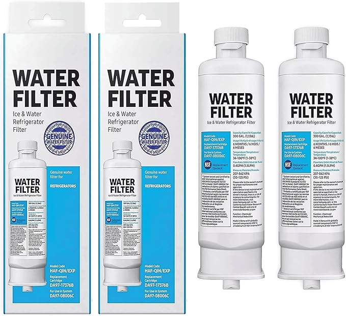 HAF-QIN/EXP DA97 Water Filter Replacement – Compatible with DA97-17376B – Carbon Block 99% Contaminant Reduction – Fresh Water & Ice – 12 Month Life 2 PACK