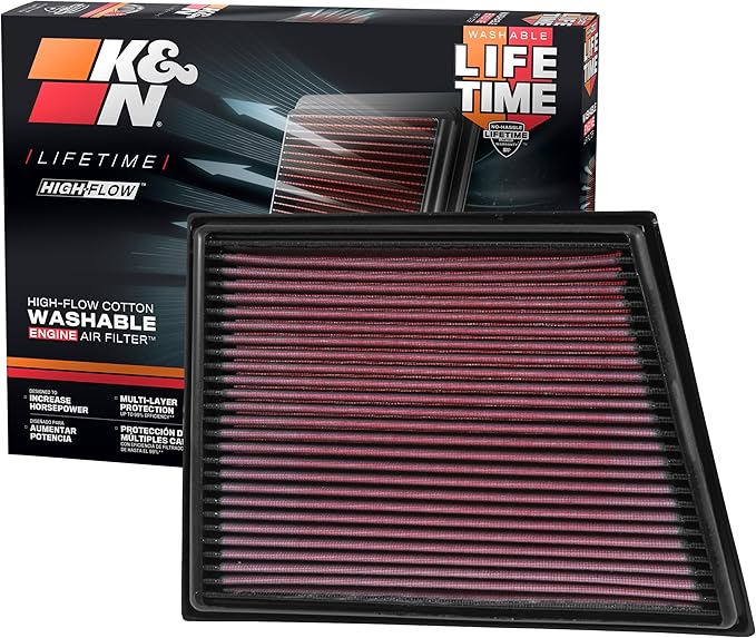 K&N High-Flow Original Lifetime Engine Air Filter: Increase Power: Premium, Washable: Compatible with 2014-2024 BMW: (See Product Description for Select Models) 33-3025