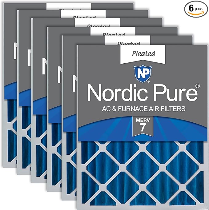 Nordic Pure 20x24x4 (Actual Size: 19 3/8 x 23 3/8 x 3 5/8) Pleated MERV 7 Air Filters 6 Pack