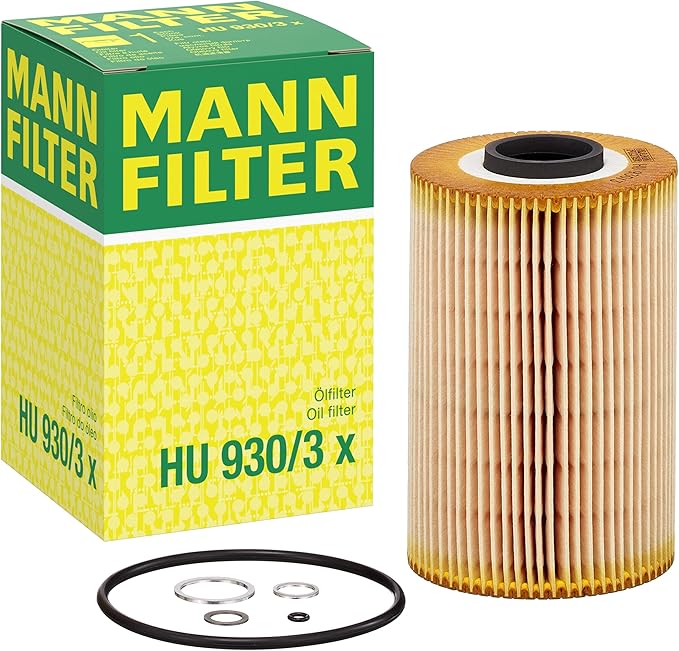 Mann Filter HU 930/3 x Cartridge Oil Filter Replacement with Oil Drain Plug Gasket Compatible With BMW M5 (1991-1993), 535i (1985-1993), 735i (1988-1992), 735iL (1988-1992), 635CSi (1980-1989)