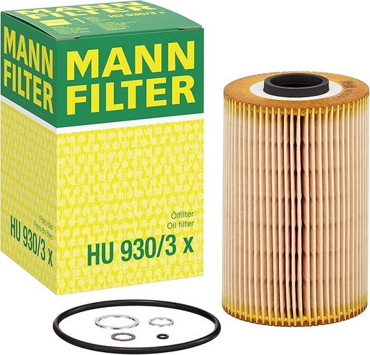 Mann Filter HU 930/3 x Cartridge Oil Filter Replacement with Oil Drain Plug Gasket Compatible With BMW M5 (1991-1993), 535i (1985-1993), 735i (1988-1992), 735iL (1988-1992), 635CSi (1980-1989)
