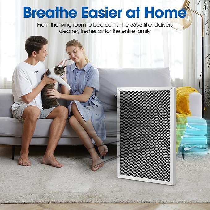 5695 Dehumidifier Filter MERV 8 for AprilAire Whole-House Dehumidifiers Models 1820 1820Z E070 E070KZ E070KZM E070N E070T E070Z Washable Replacement Filter (2 Pack)