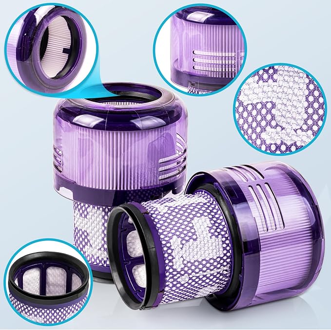 3 Pack V9 Replacement Filter for Dyson Motorbar Digital Slim Fluffy Extra Pro Cordless Vacuum SV18 V9, Replace Part 970612-01