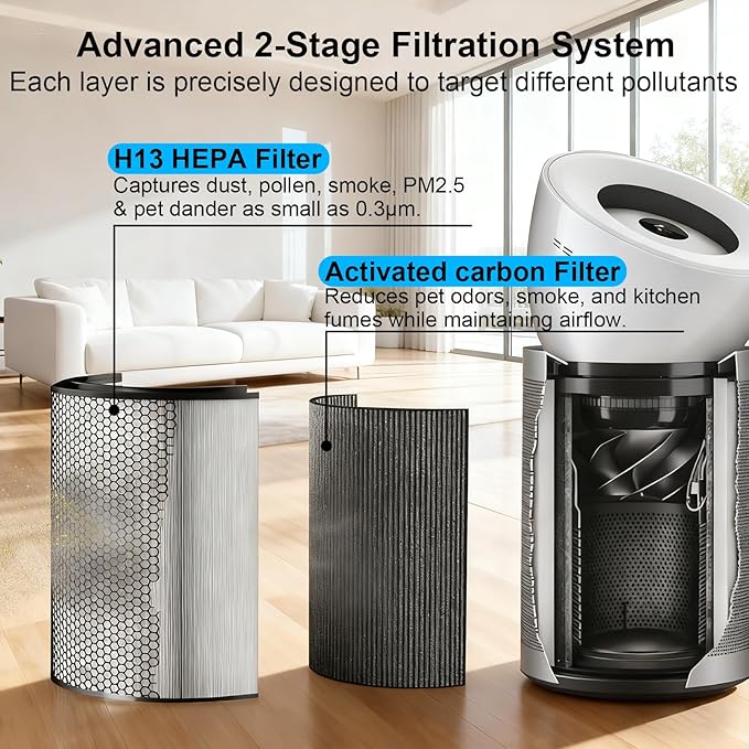 BP03 Filter Replacement Compatible with Dyson Purifier Big + Quiet Formaldehyde BP03 BP04 BP06, High-Efficient HEPA Filter and Carbon Filter for Smoke, Pet Odors, Wildfire, Part# 972132-01/972133-02