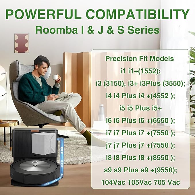VBN 26 Pack Vacuum Bags for iRobot Roomba i s j 100 400 500 Series All Clean Base, Fit i3+ i4+ i5+ i6+ i7+ i8+ j7+ j8+ j9+ s9+ 104 105 405 504 505 507 Vac Combo, 705 Max Combo10, Dirt Disposal Bags