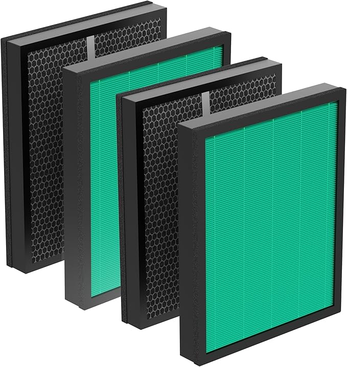 Airmega 400/400S Replacement Filter Fits for Coway Airmega Max2 400 400S Air Purifier, 2-in-1 Max2 Green True HEPA and Active Carbon Filter 2 Sets, AP-2015-FP 4 Pack