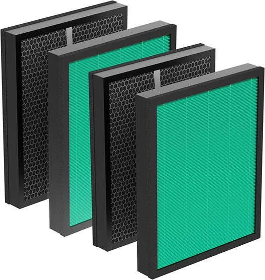 Airmega 400/400S Replacement Filter Fits for Coway Airmega Max2 400 400S Air Purifier, 2-in-1 Max2 Green True HEPA and Active Carbon Filter 2 Sets, AP-2015-FP 4 Pack