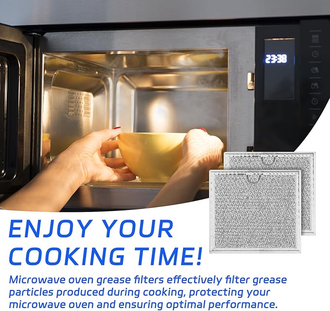 2pcs Microwave Grease Filter Replacement, 6-3/8"x6-3/4"(17.2x16.2cm) Aluminum Mesh Screen Filter Compatible with GE WB02X11534 & Samsung DE63-00666A for Kitchen Air Enter the Over-the-Range Oven Vent