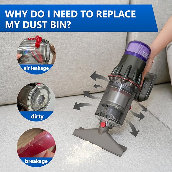 Dust Bin Replacement for Dyson SV30 SV46 SV20 V12 Detect Slim/SV18 V10 Digital Slim Vacuum Cleaner Canister Attachment Parts, Release Bin Compatible with Dyson Cordless Vacuum Part No.965272-01
