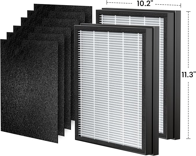 P358 Replacement Filters for P358 Pet Air Purifier, 6 Pre-Filters and 2 HEPA Composite Filters, Genuine Version, PJ358-2LX6JDM