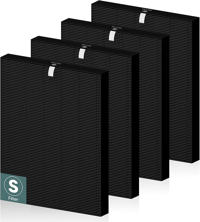 C545 Replacement Filter S Compatible with Winix C545 Air Purifier and Winix C545 Replacement Filter S 1712-0096-00 and 2522-0058-00, 4 Pack High Efficiency H13 Ture HEPA Filter, Black