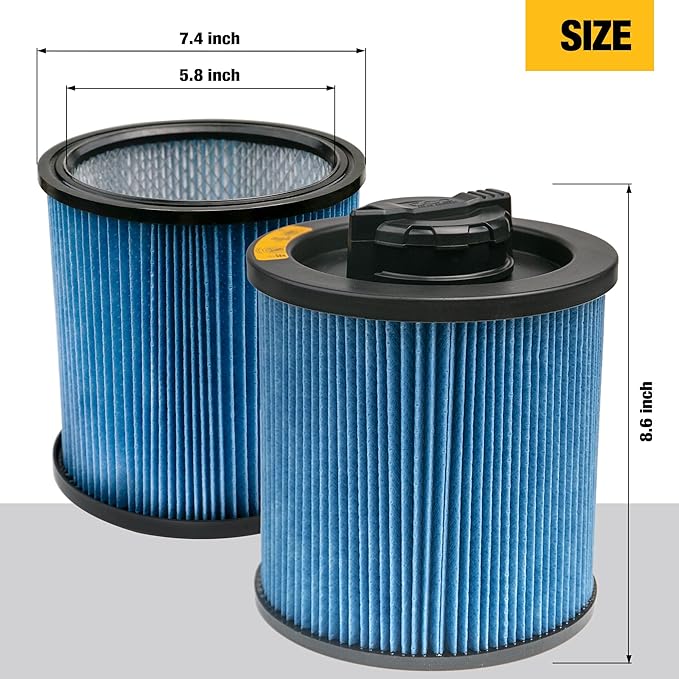 DEWALT HEPA Vacuum Filter Replacement DXVC6912, Fit for 6-16 Gallon Wet Dry Vacuum Cleaner, Compatible with DXV06P, DXV09P, DXV09PA, DXV10P, DXV10PL, DXV10S, DXV10SA, DXV10SB, DXV12P, DXV14P, DXV16P