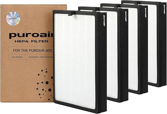PuroAir 400 Replacement Filter - Genuine Puro Air 400 Filter Replacement - Official PuroAir Air Purifier HEPA Filter with CarbonTech Filters 99.9% of Pollen, Dust, Pet Dander, Smoke, Odors (4PK)