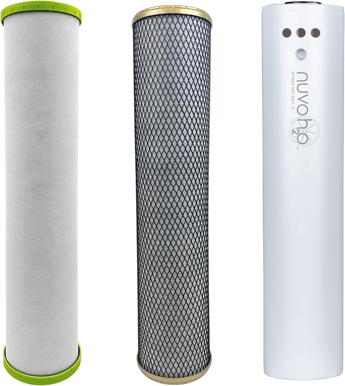 NuvoH2O Replacement Cartridge for Whole Home Trio System, Advanced 3-Stage Citrus Filtered, Salt-Free Water Filter System + Water Softener with Carbon and Iron Filtration – Healthy & Pure Water