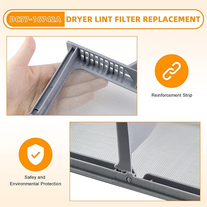AMI PARTS DC97-16742A Dryer Lint Filter Case Screen & DC61-02610A Lint Filter Case Upgraded Stainless Steel Screen Compatible With Samsung Dryer Replaces AP5306681 PS4221839