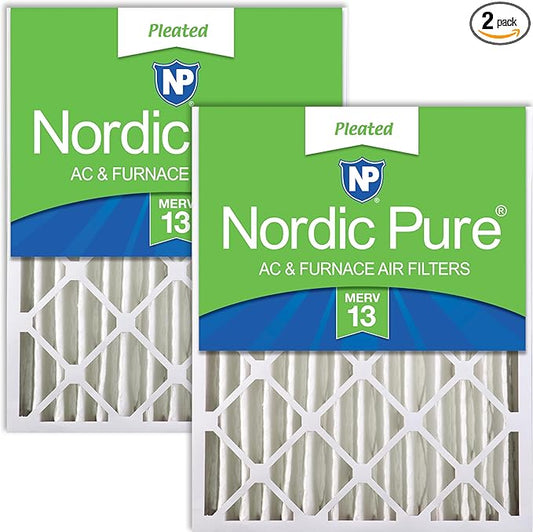 Nordic Pure 20x25x4 (Actual Size: 19 1/2 x 24 1/2 x 3 5/8) Pleated MERV 13 Air Filters 2 Pack
