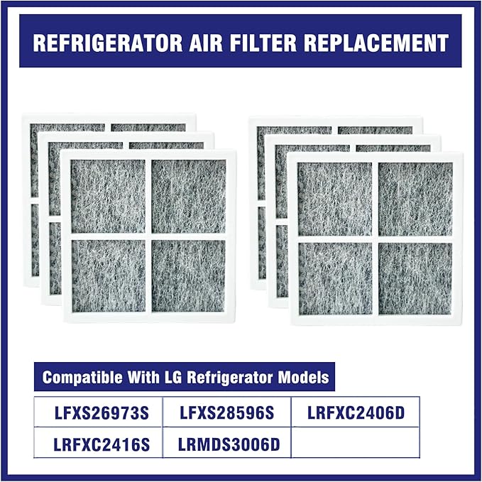 3 Pcs Refrigerator Air Filter Replacement Fit for LG LFXS26973S, LFXS28596S, LRFXC2406D, LRFXC2416S, LRMDS3006D