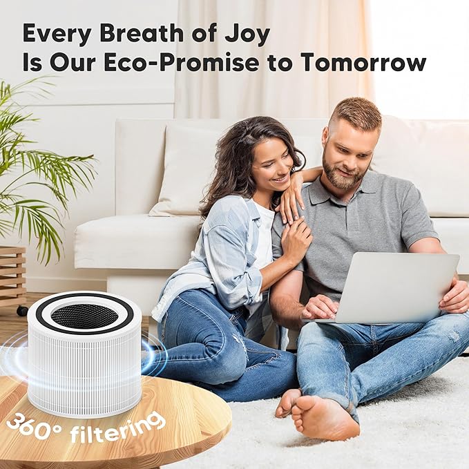 Core 300 Replacement Filter for LEVOIT Core 300 Core 300S Core 300-P Core 300S-P Air Purifier, 3-in-1 High Efficiency Activated Carbon, Compared to Part # Core 300-RF, 4 Pack, White