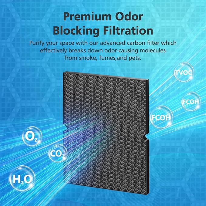 116130 Replacement Filter H Compatible with Winix 5500-2 PlasmaWave and AM80 Air Purifier, 2 Pack Combo Replacement HEPA Filter and Activated Carbon Filters