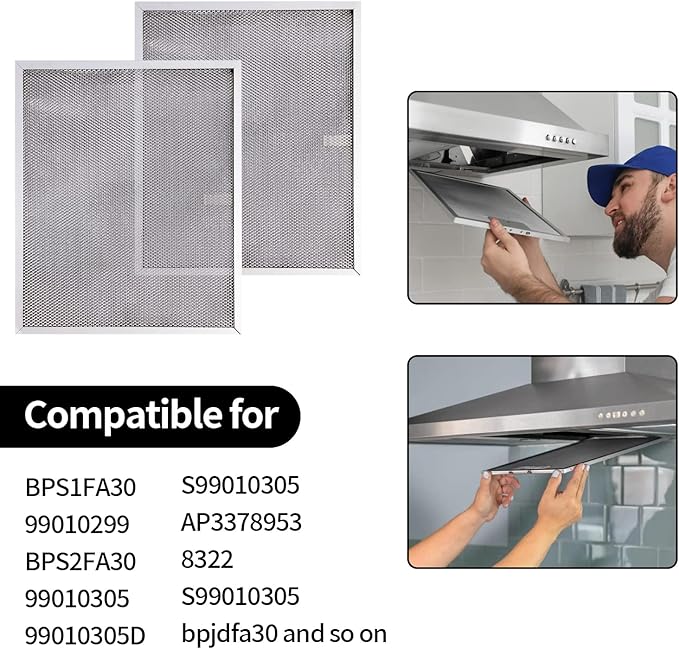 BPS1FA30 Range Hood Filter Replacement for 30-Inch Broan Nutone QS1 WS1, Allure Grease Filter, Replaces 99010299,S99010305,AP3378953 Range Hood Filters 11-3/4" X 14-1/4" X 3/8" Aluminum (4 Pack)