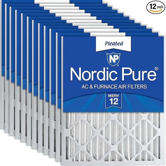 Nordic Pure 16x24x2 (Actual Size: 15 1/2 x 23 1/2 x 1 3/4) Pleated MERV 12 Air Filters 12 Pack