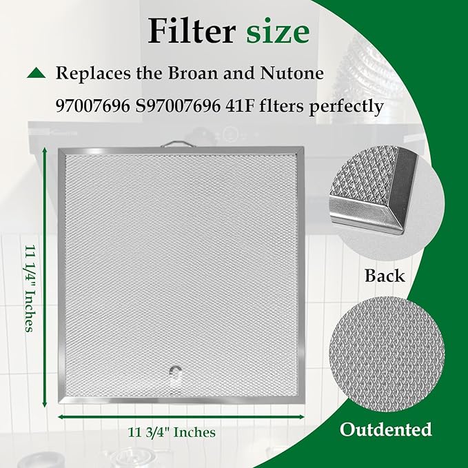 Stove Hood Vent Filter 11-1/4" x 11-3/4" BPQTAF S99010316 Compatible with Broan Range Hood Filter Replacement - 1 Pack