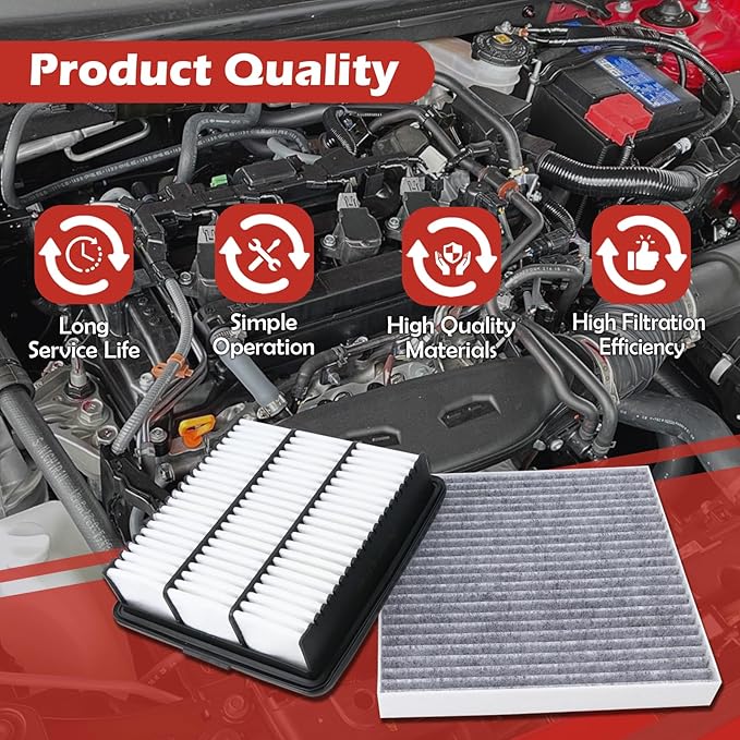 28113-AA100 Engine Air Filter and CF12820 Cabin Air Filter kit Compatible with 2021-2025 Hyundai Elantra 2022-2023 Elantra N 2024-2025 Kona Not For Hybrid Replaces CA12879 97133-L1000