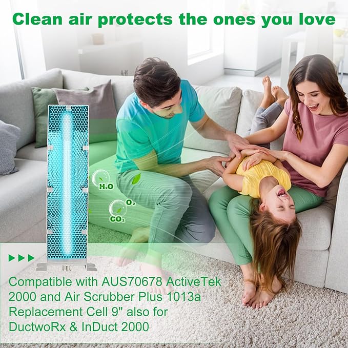 Air Scrubber Plus Advanced Photocatalytic Oxidation (PCO) 9 Inch Replacement Cell and Üν Bulb, Aluminum Material, Perfectly Compatible with ActivTek InDuct 2000, A1013A, A1013C, A1013P, A1013Q,HPOC-01