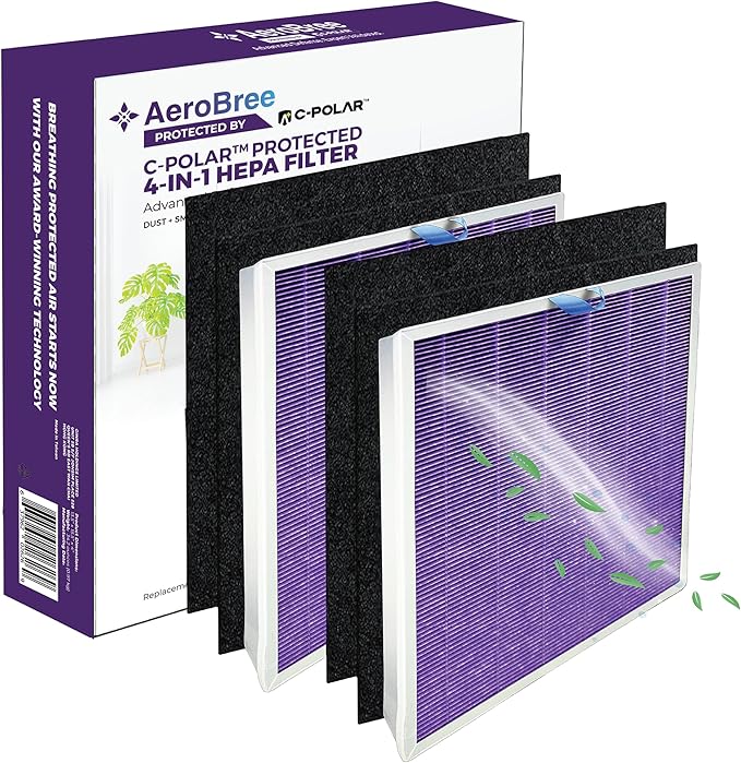 AP-1512HH Replacement Filter, Compatible with Coway Airmega AP-1512HH/200M, AP-1518R, AP-1519P Air Purifiers, 2 HEPA & 4 Carbon Filters Set, C-POLAR™ Tech for Advanced Air Cleaning, Purple