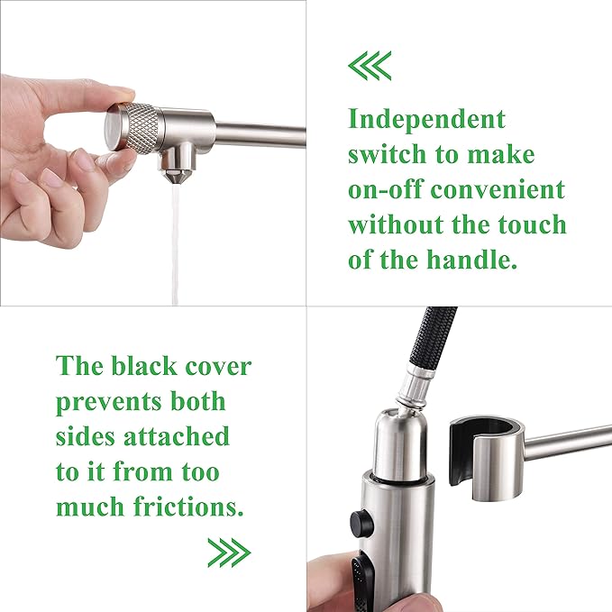 Kitchen Sink Faucet, Pull-Down Water Filtration Faucet, Bar Filter, Brushed Nickel, Stainless Steel, PB1017