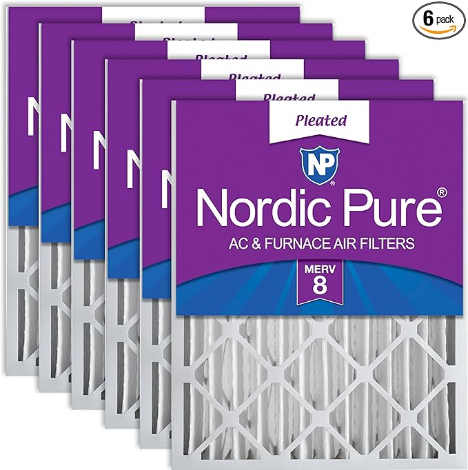 Nordic Pure 20x24x4 (Actual Size: 19 3/8 x 23 3/8 x 3 5/8) Pleated MERV 8 Air Filters 6 Pack