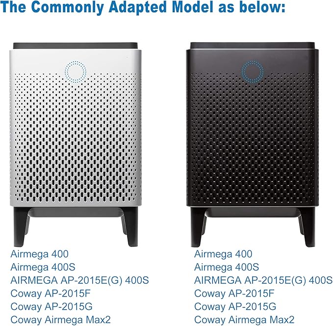 for Coway Airmega 400 400s Max2 True Filter Replacement Set Compatible with Smart Technology App-Enabled Alexa Green and Active Carbon AP-2015-FP Part to 3111737 Filters (2 Pack)