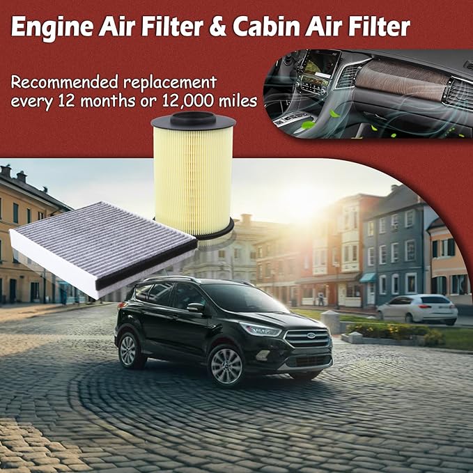 CA11114 Engine Air Filter and CF11920 Cabin Air Filter kit Compatible with 2013-2019 Ford Escape 2012-2018 Focus 2014-2016 Transit Connect 2015-2019 Lincoln MKC Replaces CV6Z9601A CV6219N619A
