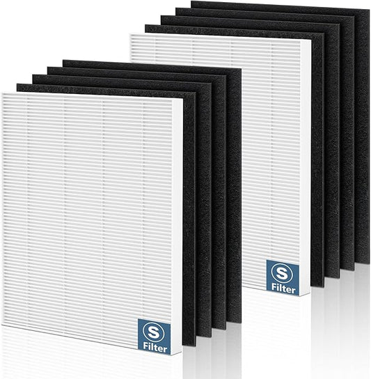 10 Pack C545 Replacement Filter S Compatible with Winix C545 Air Purifier, H13 True HEPA Filter S Only, Part number 1712-0096-00 and 2522-0058-00, 2 H13 True HEPA & 8 Activated Carbon Filters