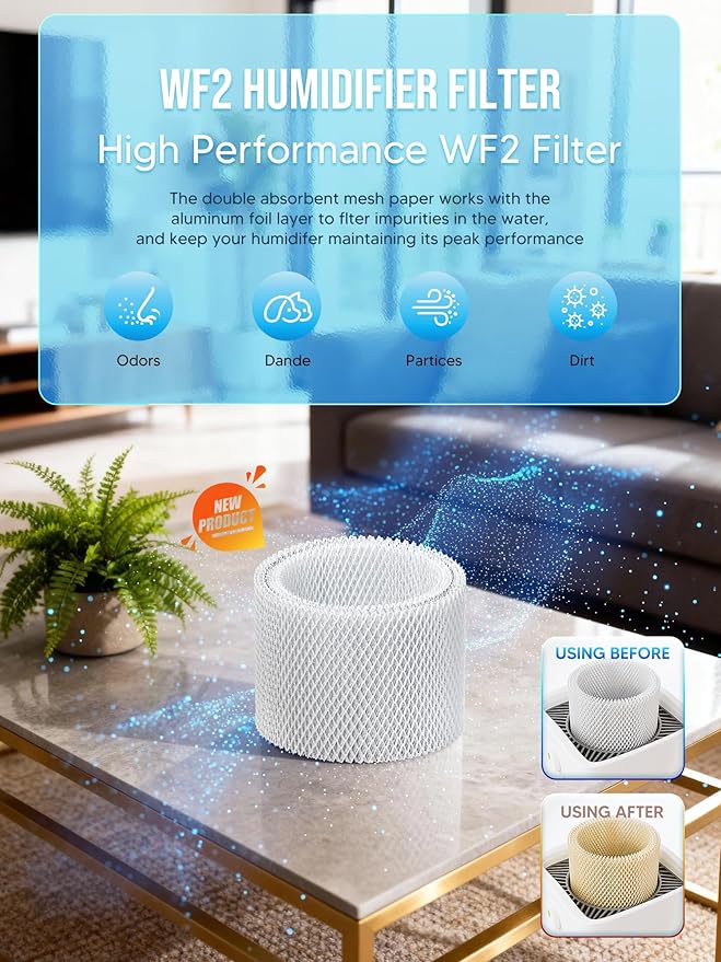 WF2 Humidifier Filter Replacement for Vicks V3500 V3100 V3600 V3900 V3700 VEV320 & Kaz 3020 Cool Mist Humidifiers Pack of 6, By NISHCON