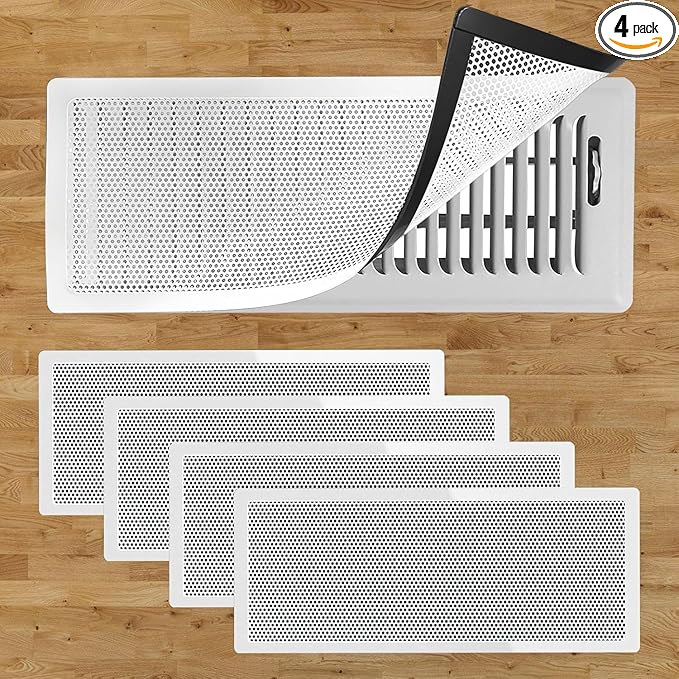 4 PCS White Magnetic Vent Covers- 4x10 Magnetic Air Vent Covers with Mesh Screen for Floor/Wall/Ceiling Registers-Easy to Install, Secure Fit, Durable Design-White