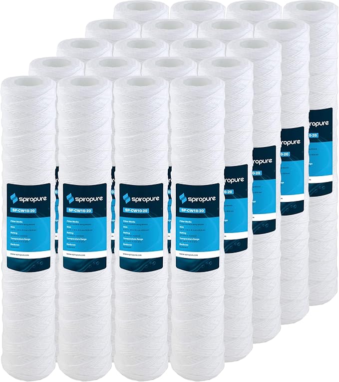 SpiroPure SP-CW10-20 20x2.5 10 Micron String-Wound Polypropylene Sediment Water Filter Cartridge SWC-25-2010 (Case of 20)