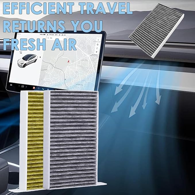 2 Pack Cabin Air Filter Compatible with Tesla Model 3 Model Y 2025 2024 2023 2022 2021 2020 Juniper HEPA Air Filter with Activated Carbon Replacement Kit Interior Accessories Part Protection Refit