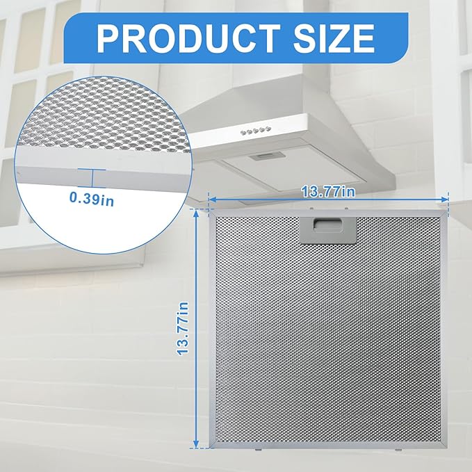 WB02X27207 Range Hood Grease Filters Compatible with GE Range Vent Hood JVX5300BJ1TS JVX5300DJ1BB JVX5300DJ1WW Replace For 4463981 PS11771771 EAP11771771-2 Pack 13.77 x 13.77 x 0.39 Inches