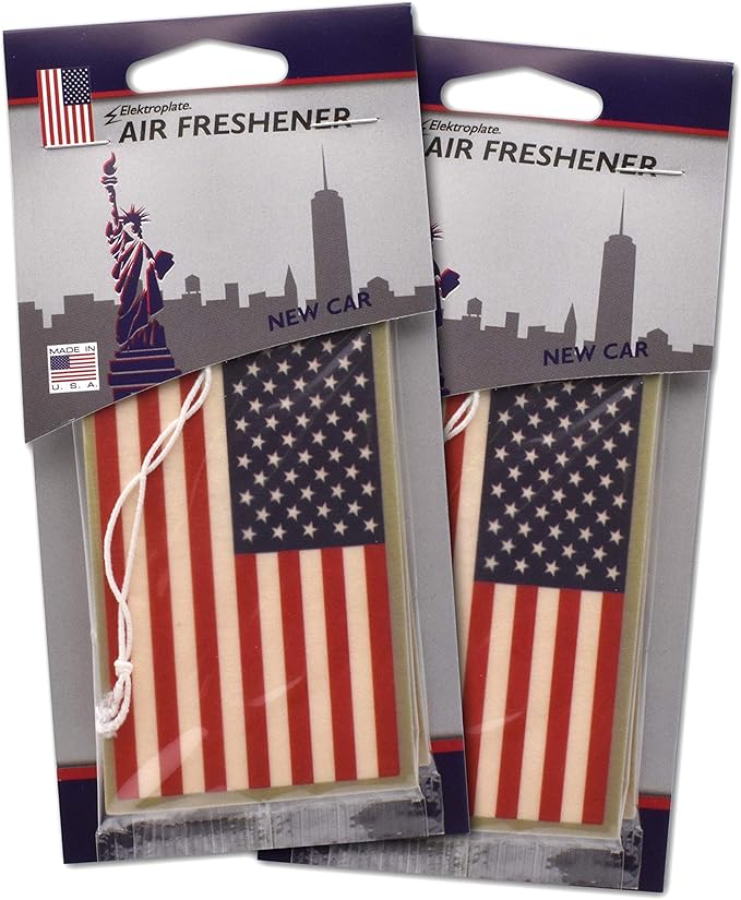 Elektroplate Red White and Blue American Flag Automotive Air Fresheners for Vehicles | New Car Scent (12-Pack) | Made in the USA