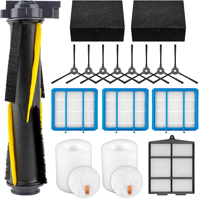 (17 Pack) RV2100S Replacement Parts for Shark Navigator RV2100S/ RV2110S/ AV2120S/ RV2110SDUS/ RV2120AE/ RV2110/ AV2110S Robot Vacuum, Roller Brush, HEPA Filter, Foam Filter, Side Brush, Pre-filter