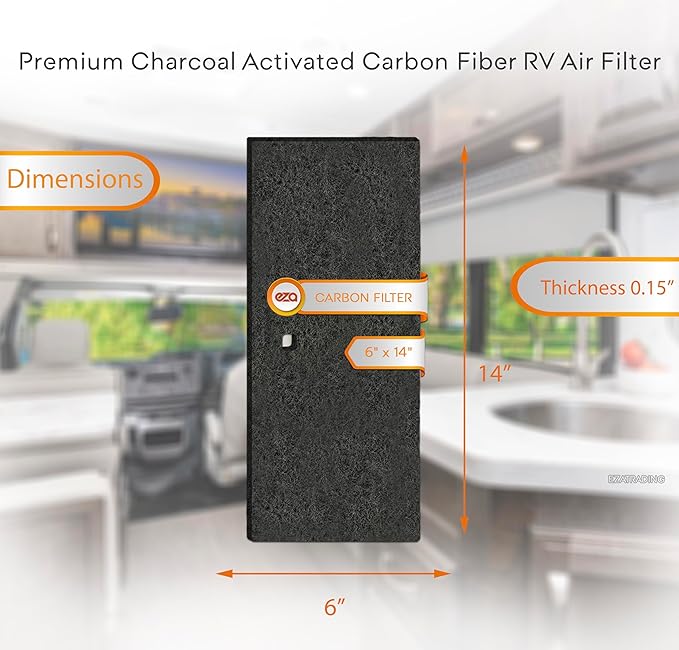 RV Premium Charcoal Activated Carbon Fiber Air Conditioner Filter - Air Duct AC Carbon Filter Replacement for RV AC Vent (2 Pack, 6" x 14")