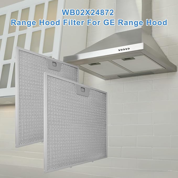 WB02X24872 Range Hood Filter Compatible with GE Range Hood Grease Filter JVW5301EJ1ES JVW5301SJ1SS JVW5301BJ1TS JVW5301FJ1DS JVW5301EJ2ES Replace PD00042306 4454446-11.87 x 11.87 Inche, 2pack