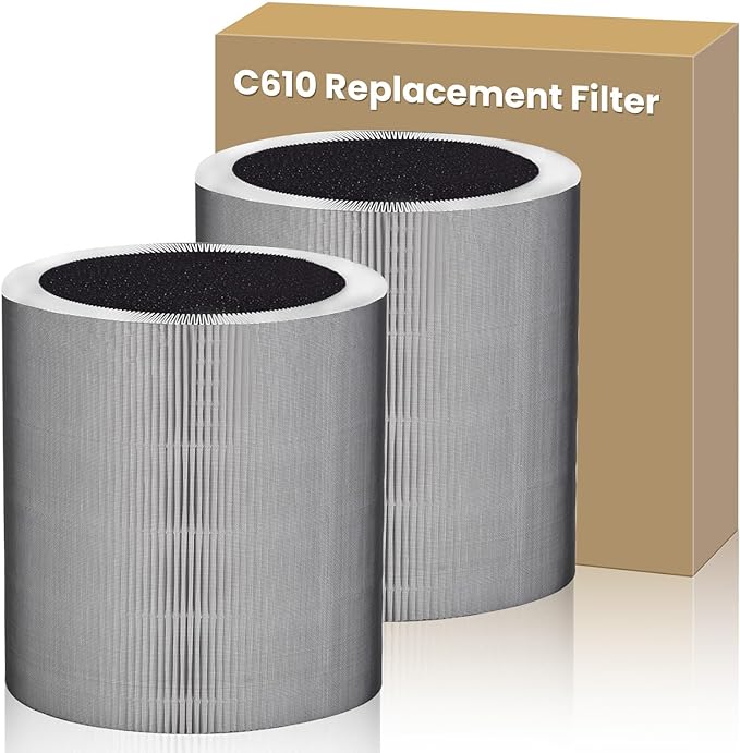 2 Pack C610 Replacement Filter Z Compatible with Winix C610 Air Purifier, 3 in 1 True HEPA Filter High-Efficiency Activated Carbon for Home Large Room, Compares to Part # 1712-0121-00