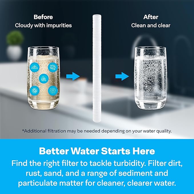 SpiroPure SP-CW10-40 40x2.5 10 Micron String-Wound Polypropylene Sediment Water Filter Cartridge SWC-25-4010 (Case of 20)