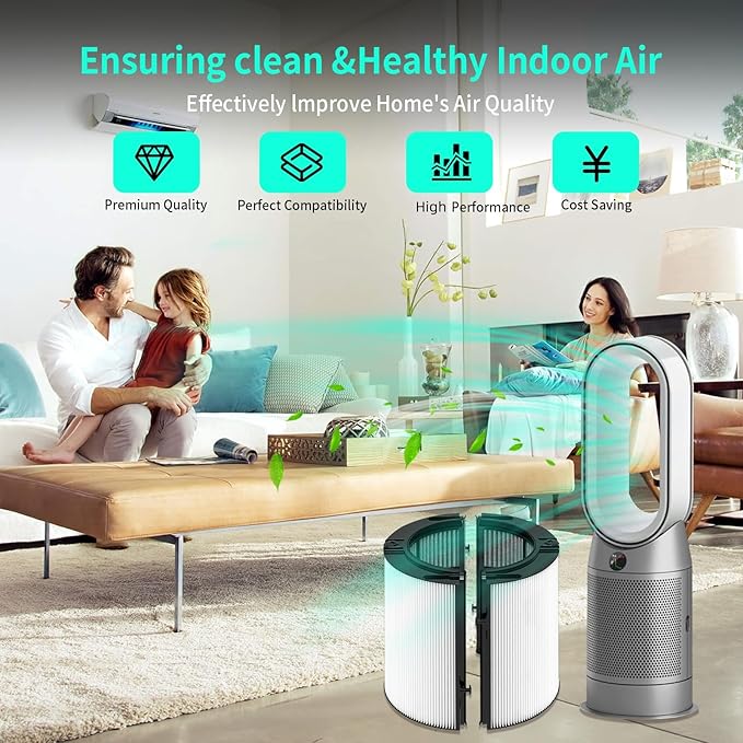 360 Combi Glass Hepa + Carbon Air Purifier Filter for Dyson TP10 TP07 HP07 HP09 HP10 TP09 TP06 HP06 TP7A PH01 PH02 PH03, Air Purifier Filter Replacements for Dyson, 1 Pack