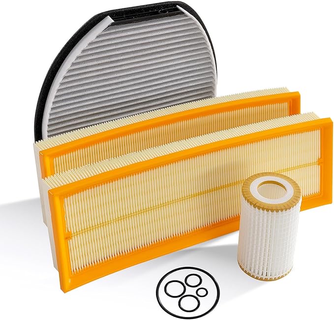 Engine & Cabin Air Filter & Oil Filter Set for Mercedes Benz 2.5L-C230(2008-09); 3.0L-C280(2008) C300(2008-12) E300(2008-10) GLK300(2009-11); 3.5L-C350(2008-13) GLK350(2010-12) A1120940604 CUK29005
