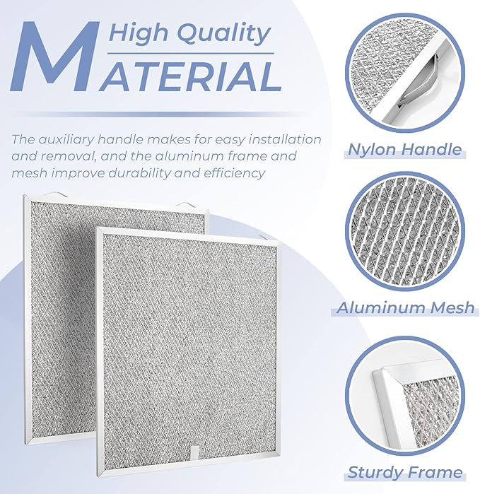Range Hood Filter Replacement for Broan Nutone, S99010430-002, 99010430-002, 4512880, Kenmore Aluminum Mesh Grease Filters, 15.75×13.78 inch Aid Hood Filters 2 Pack