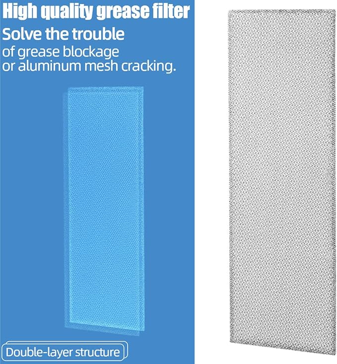 S99010370 Range Hood Grease Filter Replacement for Broan - PM250, PM390, 99010370, 2002603, B08087661, B08087922, AP5950107, SB08087661 Aluminum Grease Filter（2 Pack）