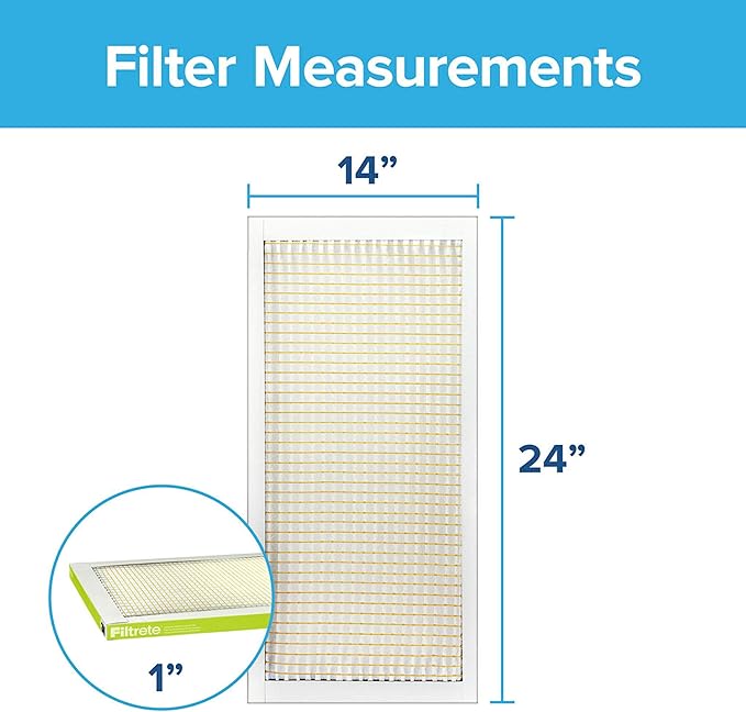 Filtrete 14x24x1 Air Filter, MPR 600, MERV 7, Clean Living Dust Reduction 3-Month Pleated 1-Inch Air Filters, 6 Filters
